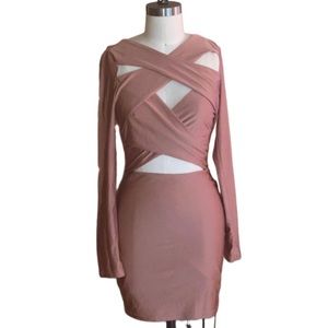 Blush long sleeve dress.